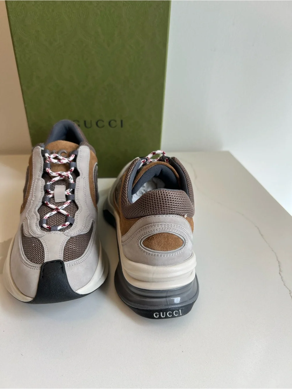 Gucci woman Run  Beige, Brown and Black Retro Runner Sneakers